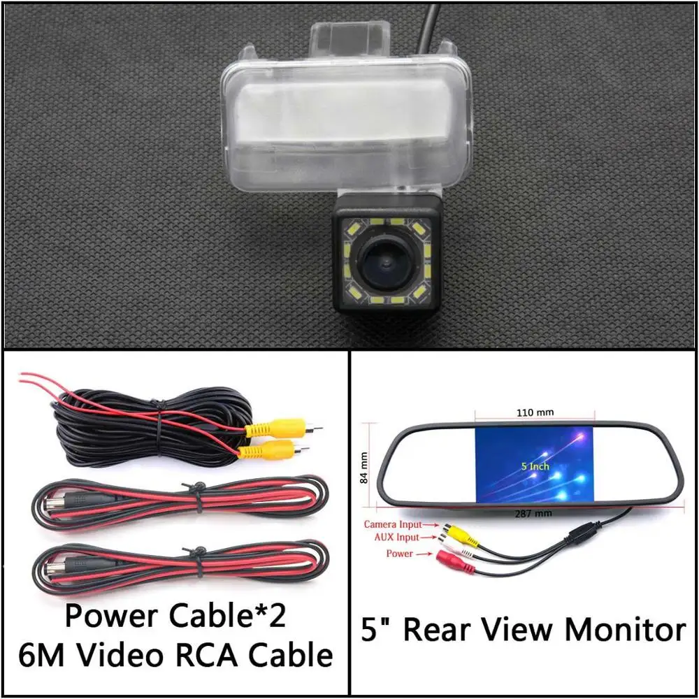 Cam N 5 inch Mirror 12 Светодиодный свет камера заднего вида для Toyota Fortuner Auris Ascent Sport YARiS Highlander CAMRY Kluger парковочная камера заднего вида - Название цвета: Cam N 5 inch Mirror