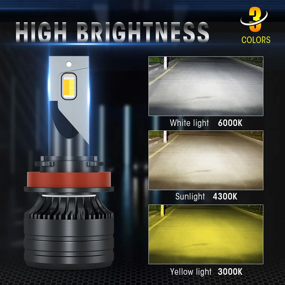 

K9 tri-color dual-color temperature car LED high and low beam high brightness headlight color changing lamp H7 H4 led lighting