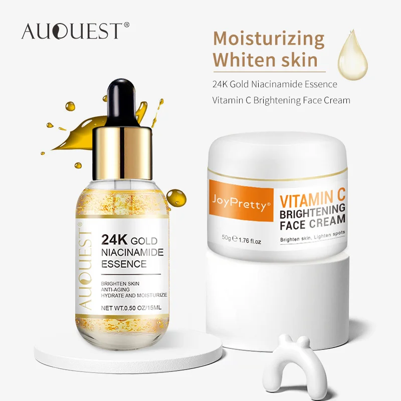 

AUQUEST Skin Care Sets 24K Gold Serum&Vitamin C Cream Remove Dark Spots Whitening Anti Aging Hyaluronic Acid For Face Care