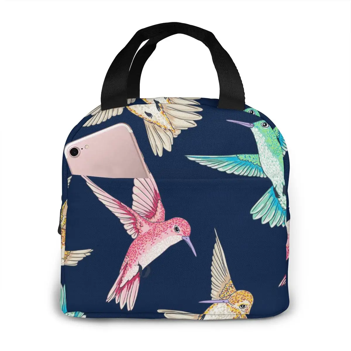 

Flying Birds Of Paradise Conversational Cooler Bag Portable Zipper Thermal Lunch Bag Convenient Lunch Box Tote Food Bag