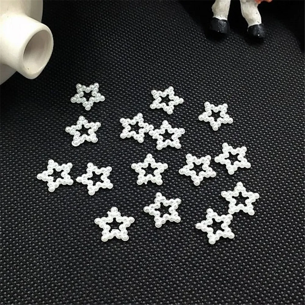 100 шт. кабошоны цвета слоновой кости 12 мм с жемчужинами и звездами конфетти