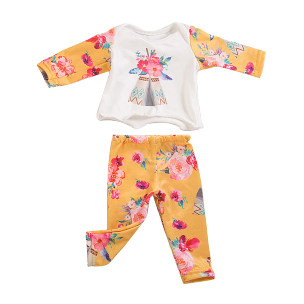 

Lovely Top & Pants Pajamas Nightwear Suit Clothes for 18inch American Doll Cloth