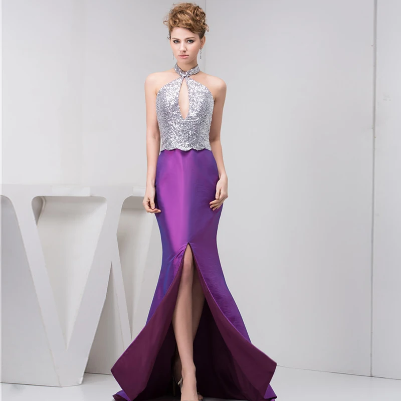 Русалка Холтер Длинные платья выпускного вечера блестками роскошные