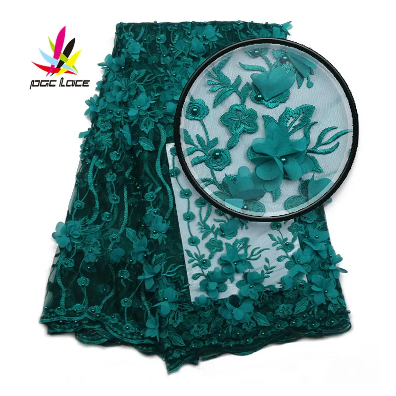 3d кружевная ткань Классическая нигерийская с бусинами африканская популярная