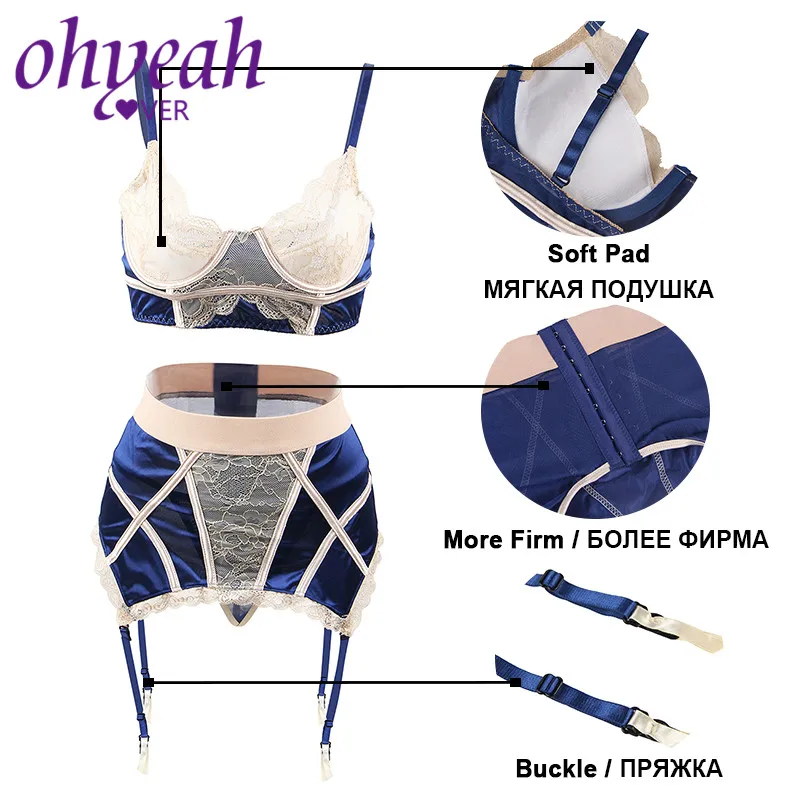 Ohyeahlover прозрачный бюстгальтер Ropa Interior Femenina Conjunto с милыми лисами комплект