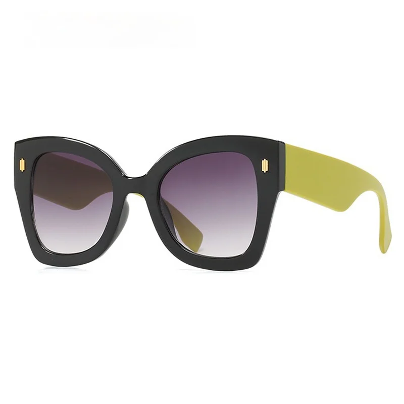 Женские солнцезащитные очки в стиле пэчворк большие квадратные кошачий глаз с