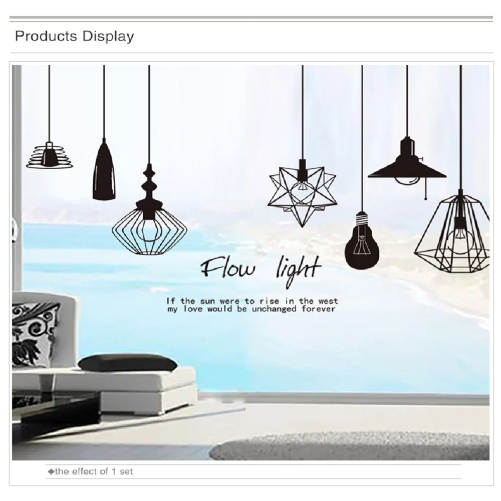 

Black Chandelier Wall Sticker Vinyl DIY Wall Lamp Stickers for Living Room Photography Studio Decoration