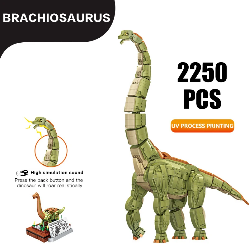 

Moc-Creative Jurassic Dinosaur Building Block Diy Bricks Simulation Sounding Model Chilrens Puzzle Assembled Toys Gift