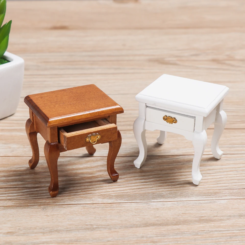 Миниатюрный Кукольный домик 1:12 деревянная мебель чайный столик прикроватный