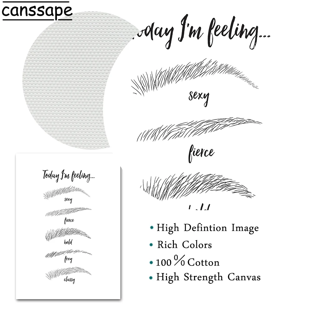 Бровей Холст плакат макияж печать цитаты бровей постер живопись черный и белый