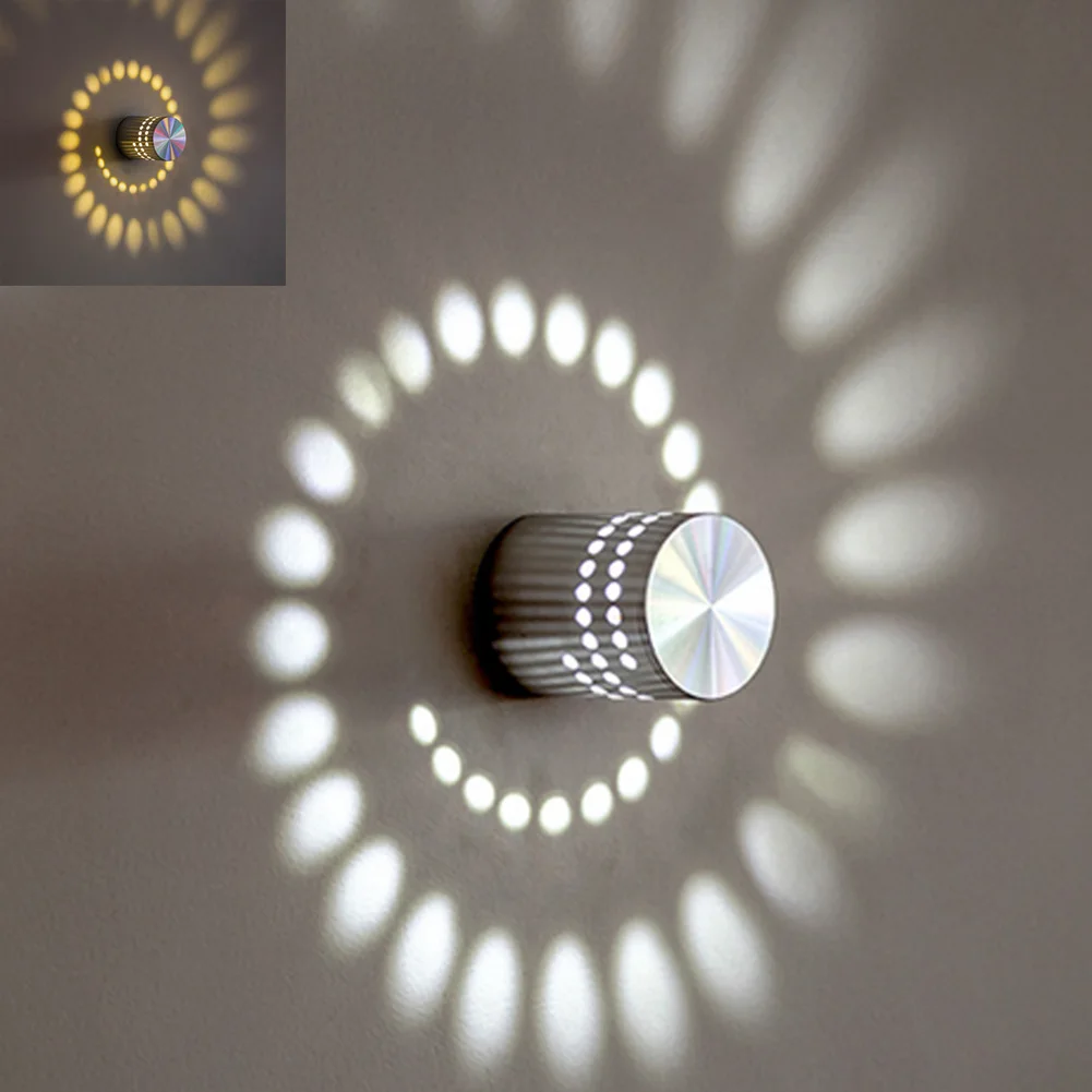 

3W Modern Minimalist LED Wall Light Spiral Sconce KTV Decor Energy Saving