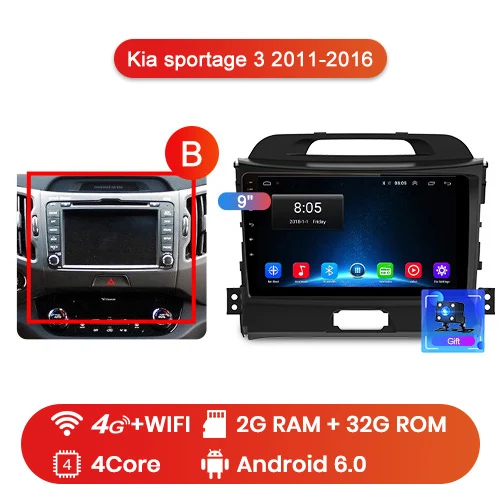 4G-WIFI 2-32GB-B Junsun V1 pro 4G+ 64G Android 9,0 DSP для Kia sportage 3 4 2010 2011- автомобильный Радио Мультимедиа Видео плеер gps 2 din dvd - Цвет: 4G-WIFI 2-32GB-B
