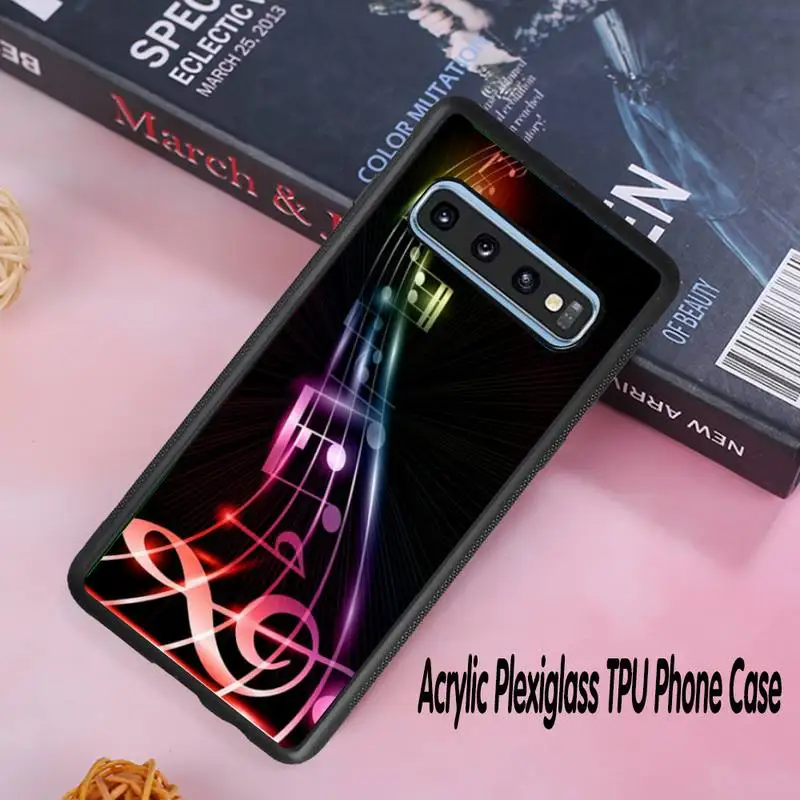 

Music notes Pattern Phone Case Acrylic Plexiglass TPU For Samsung Galaxy S8 S9 S10 s10e S20 PLUS ULTRA S6edge