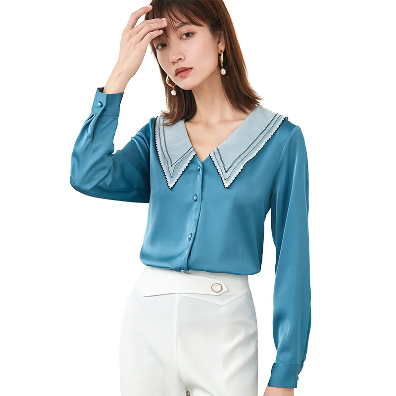 Корейская шифоновая рубашка с длинным рукавом женские блузки осень 2020| |