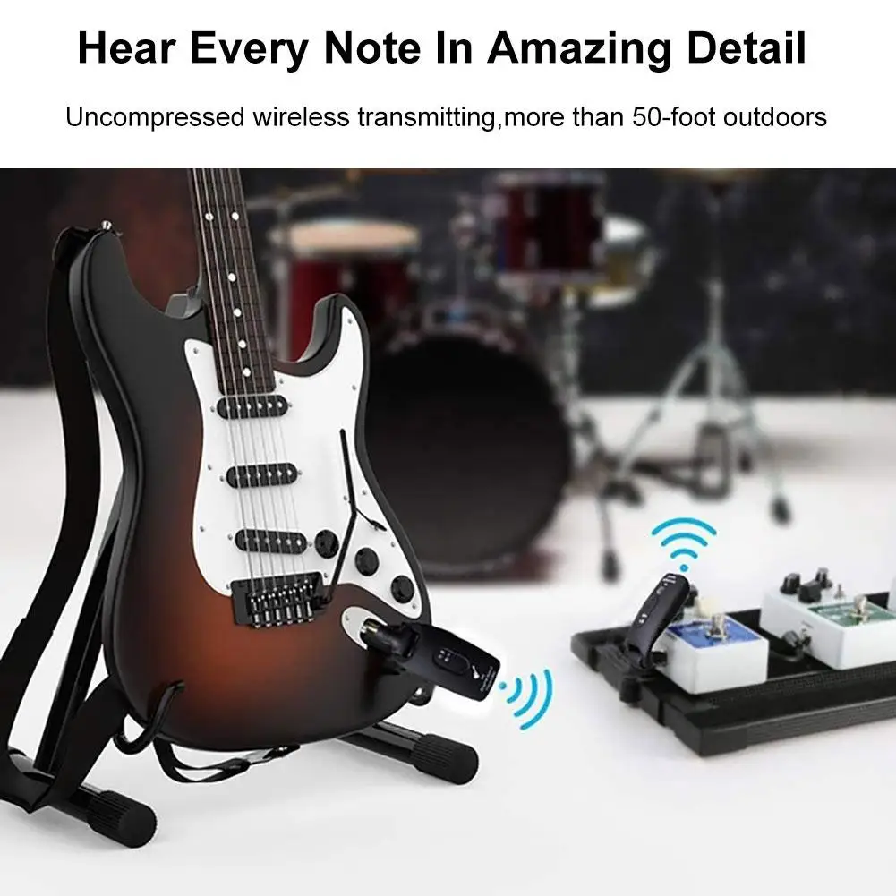 großhandel 1 paar elektrische gitarre 24 ghz wireless system wiederaufladbare sender empfänger musik ausrüstung zubehör befestigu