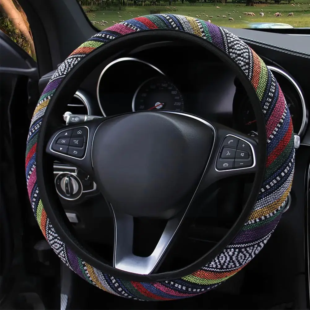 

New Car Steering Wheel Sheath Ethnic Style Auto Steering-wheel Linens Pretty Covers Ethnic Automobile Types Universal Suppl K7I1
