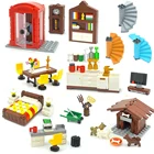 Конструктор MOC Настольный книжный шкаф набор для сборки аквариума и ванны Детский конструктор сделай сам