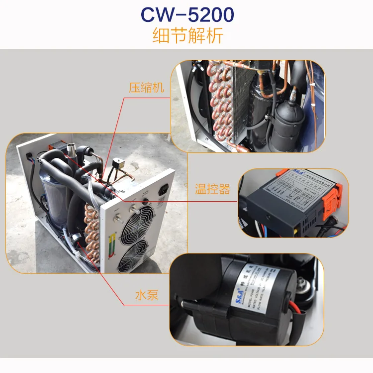 S &amp A CW5000 водяной чиллер 800 Вт мощность охлаждения 40 ~ 100 CO2 лазерный Чиллер Для