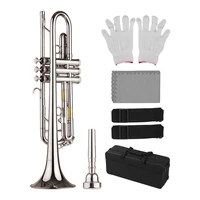 standard bb trumpet brass material nickle plated wind instrument with mouthpiece carry bag gloves cleaning cloth