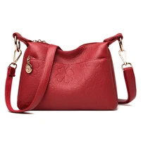 luxury brand soft leather shoulder bags solid color flowers handbags woman new crossbody bag for women zipper messenger bag sac