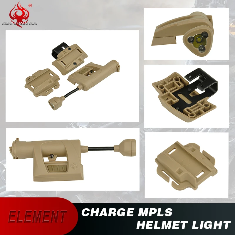 Element Airsoft Night Evolution Helmet Light Charge Mpls 4 Mode Green Red IR Dot Laser Military Lamp FAST Flashlight NE05006 |