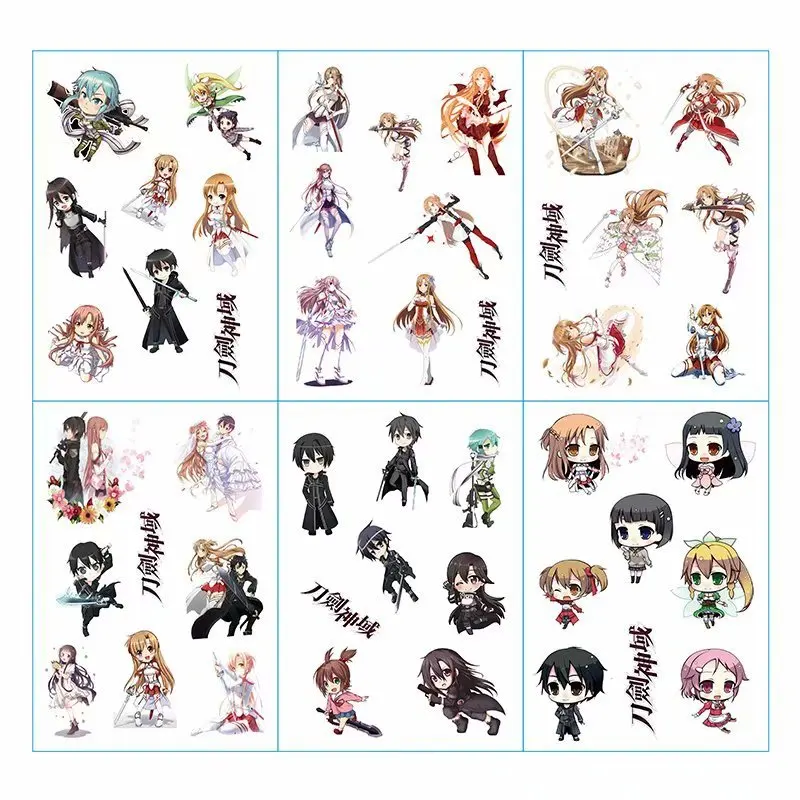 6 шт./партия Sword Art Online SAO аниме наклейки pegatinas книга СТИКЕРЫ пакет Классические игрушки скейтборд каракули стикерные игрушки