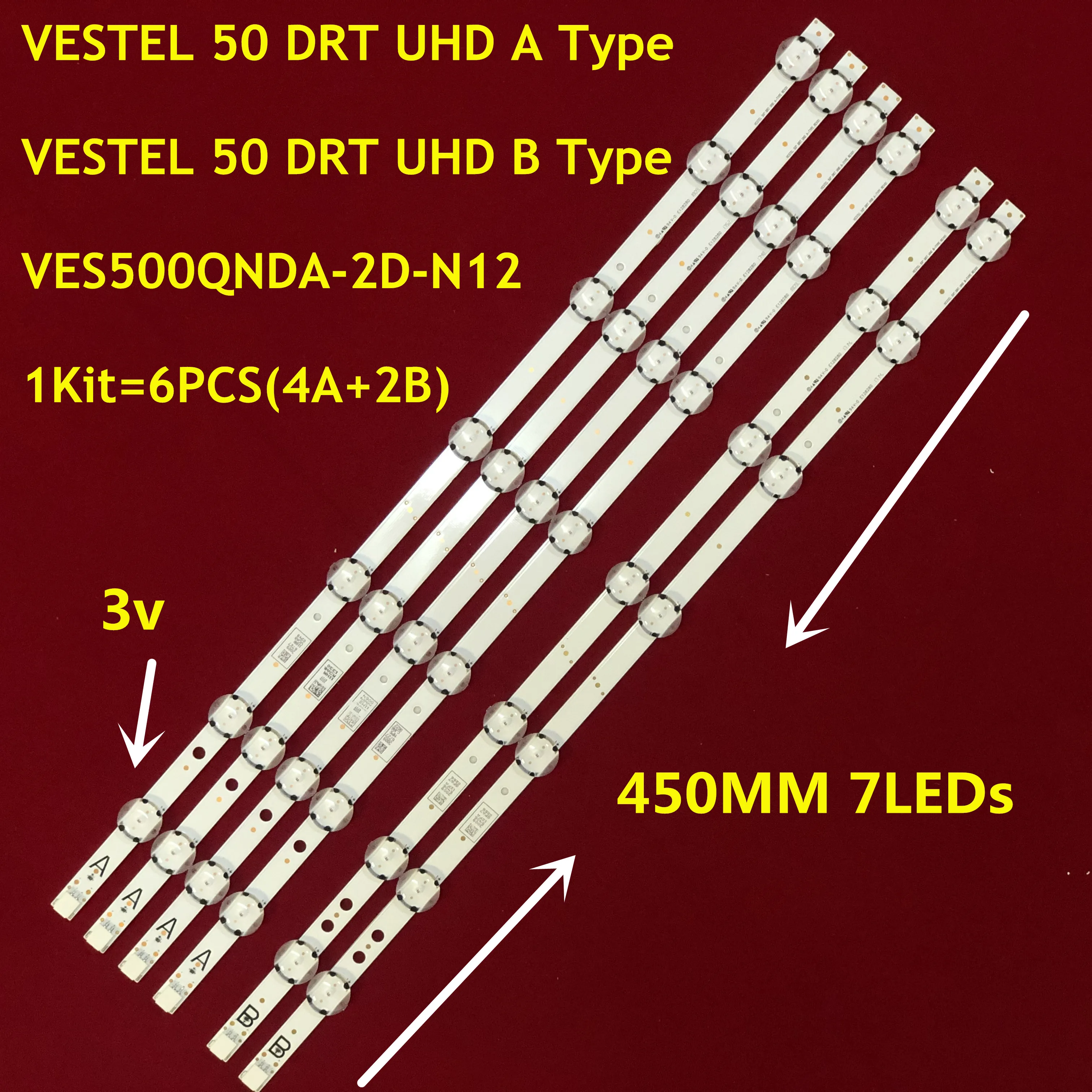 

5LED Backlight 7 lamp for VESTEL 50'' DRT UHD A-TYPE B 50UD6300 P50UP2038A 50U6863DB 50HK15T74U P50UP2038A 50-FUC-7020