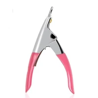 1pc nail art clipper type u one word false tips edge cutters manicure scissors stainless steel pinkred nail art clipper tools