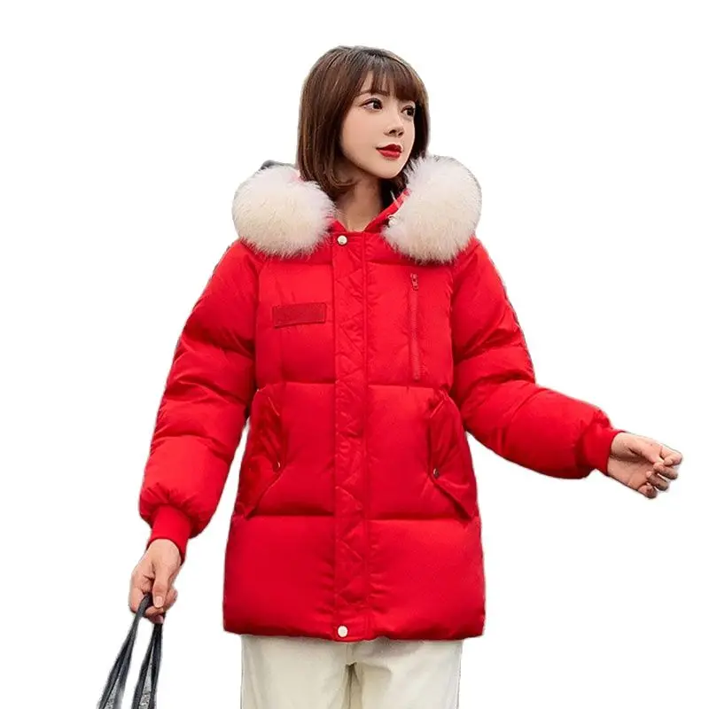 Large Size Loose Hooded Fur Collar Puffer Jacket Short Parka Winter Women's 2021 New Korea Thick Warm Women Cotton Coats Jackets