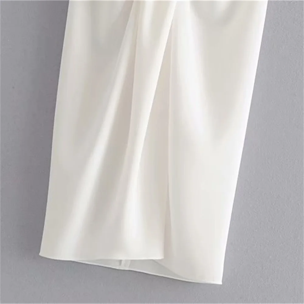 

2020 summer women's new retro high waist front pleated cucurbit knot decorated skirt zipper closed knotted draped sarong skirt