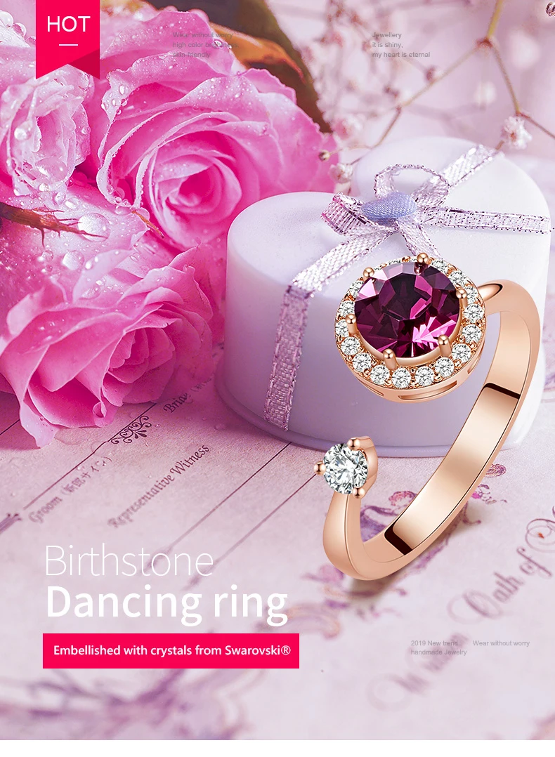 Cdyle кольцо из розового золота, украшенное кристаллом от Swarovski, ювелирные изделия, регулируемый размер, кольца для женщин, подарок на день рождения