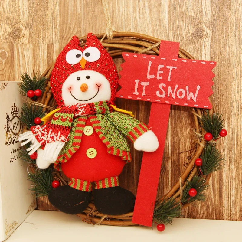 

Рождественская гирлянда, венок Санта-Клауса, снеговика, настенные дверные украшения, Рождественский Декор для дома