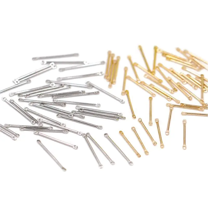 50 шт./лот Двойной цилиндрический стержень для сережек соединительный