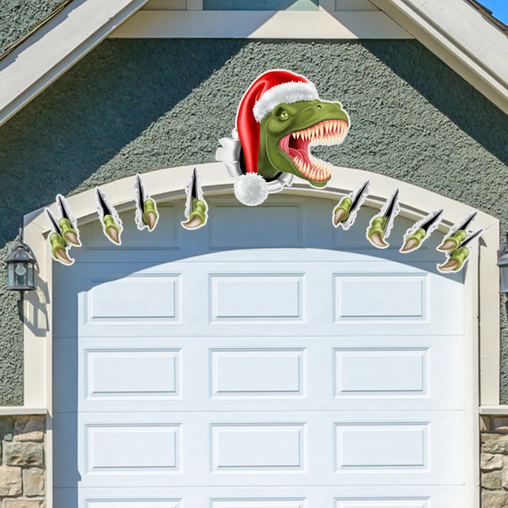 

Creative Funny Snowman Dinosaur Deer Head Teeth Christmas Door Sticker Holiday Decoration Wall Sticker Garage Fridge Sticker