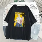 Женская Винтажная футболка с коротким рукавом, топ с рисунком банана и рыбы в японском стиле манги, уличная одежда в стиле Харадзюку, лето