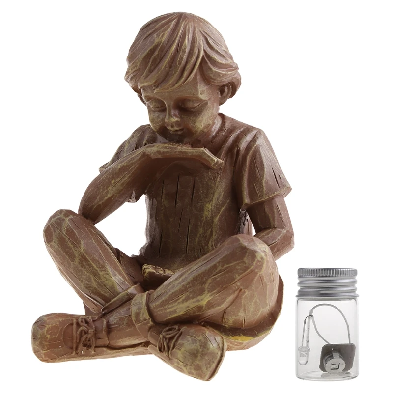 

Light LED Glimpses Of God Boy Statue Resin Decoration Durable Sturdy Garden Decoration Statue Home Decoration Accessorie