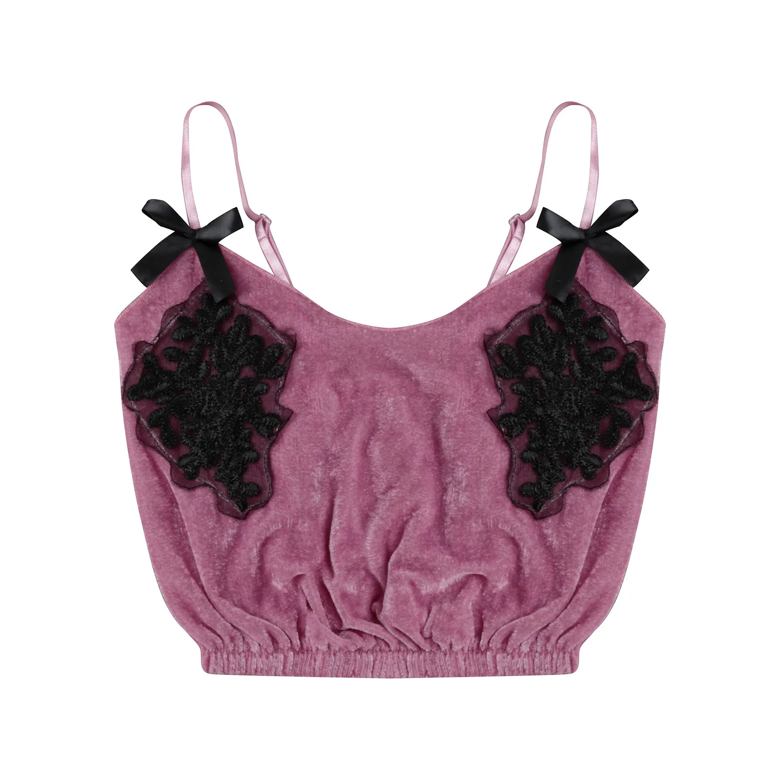 

Sexy Stain Pajamas Bowknot Tops Summer For Women 2021 New Ladies Sleeveless Strap V-Neck Velvet Camisole Nightwear Tops Home