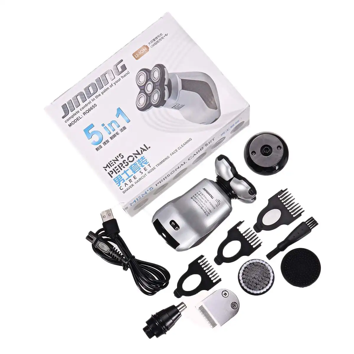 

5 Heads Electric Shaver Men Head Polish Hair Trimmer USB Rechargeable Razor Washable 5D Floating Shaving Machine Wet & Dry