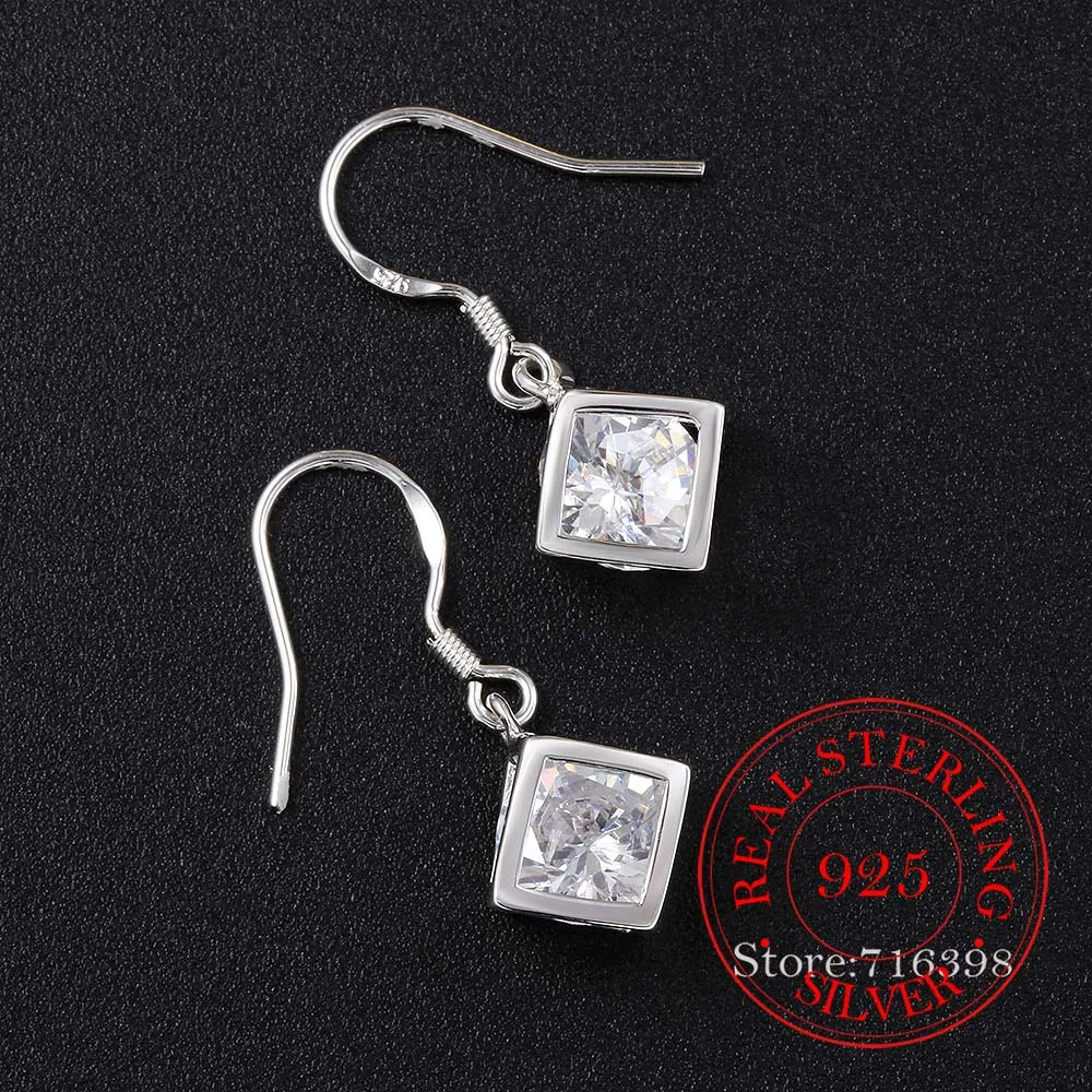 

Korean 925 Sterling Silver Romantic Square Crystal Vintage Long Tassel Dangle Earrings For Women 2020 Engagement Wedding Jewelry