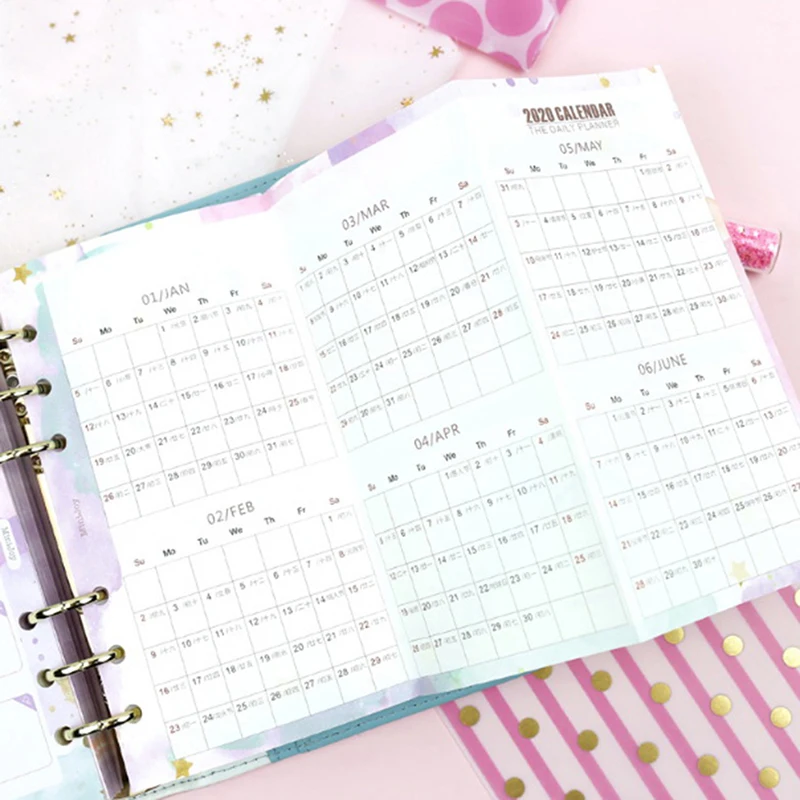 

Creative Cute Cartoon 2020 Year Calendar Index Divider For 6 Holes Diary Binder Weekly Planner Notebooks A5 A6