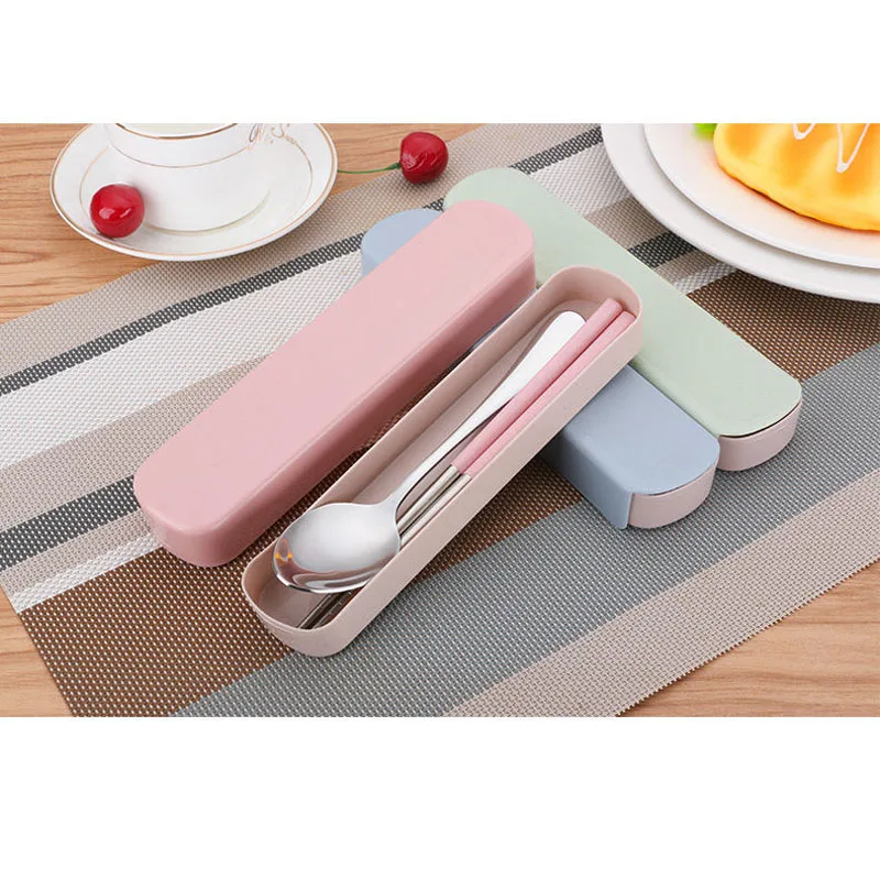 

School Travel Picnic Lunch Stainless Steel Tableware Set Food Sticks Straw Cutlery Set Reusable Kids Portable Adult