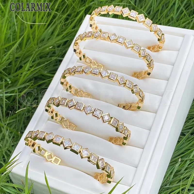 

3Pcs Mix color Geometric Bangle Zircon Mix shape Zircon Fashion jewelry metal Bracelet Mix color Women bangle 31439
