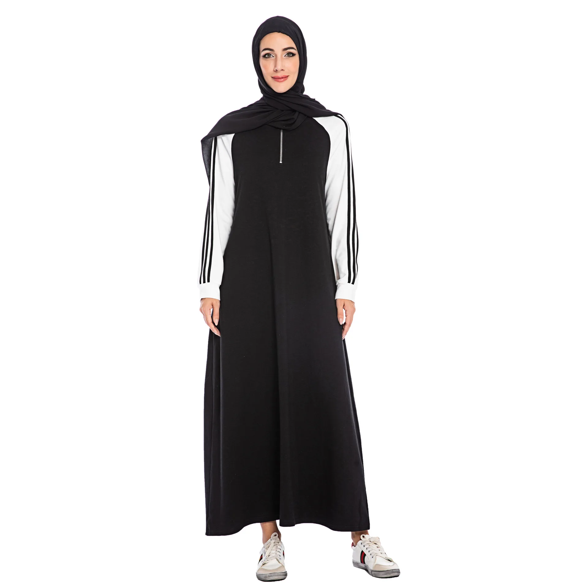 

Donsignet Muslim Dress Muslim Fashion Middle East Eid Dubai Abaya Turkey Plus Size Long Pullover Casual Sweatshirt Woman Dress