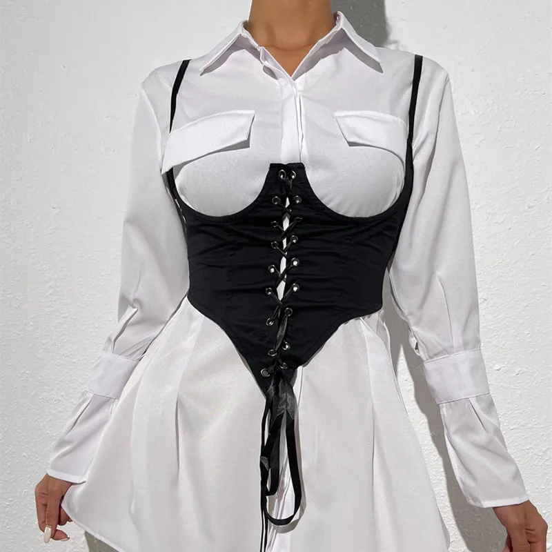

Mixcb Black Cosplay Maid Waist girdle Lace Up Cross Bandage Women's sling For Women Lolita Sexy Accessories Corset Summer new