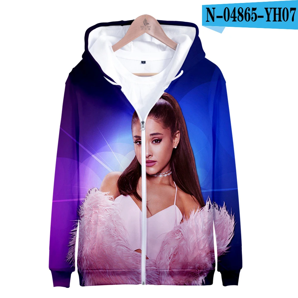Ariana Grande толстовки на молнии с 3D принтом, спортивный костюм, уличная одежда для женщин/мужчин, толстовка с капюшоном и длинным рукавом - Цвет: Зеленый