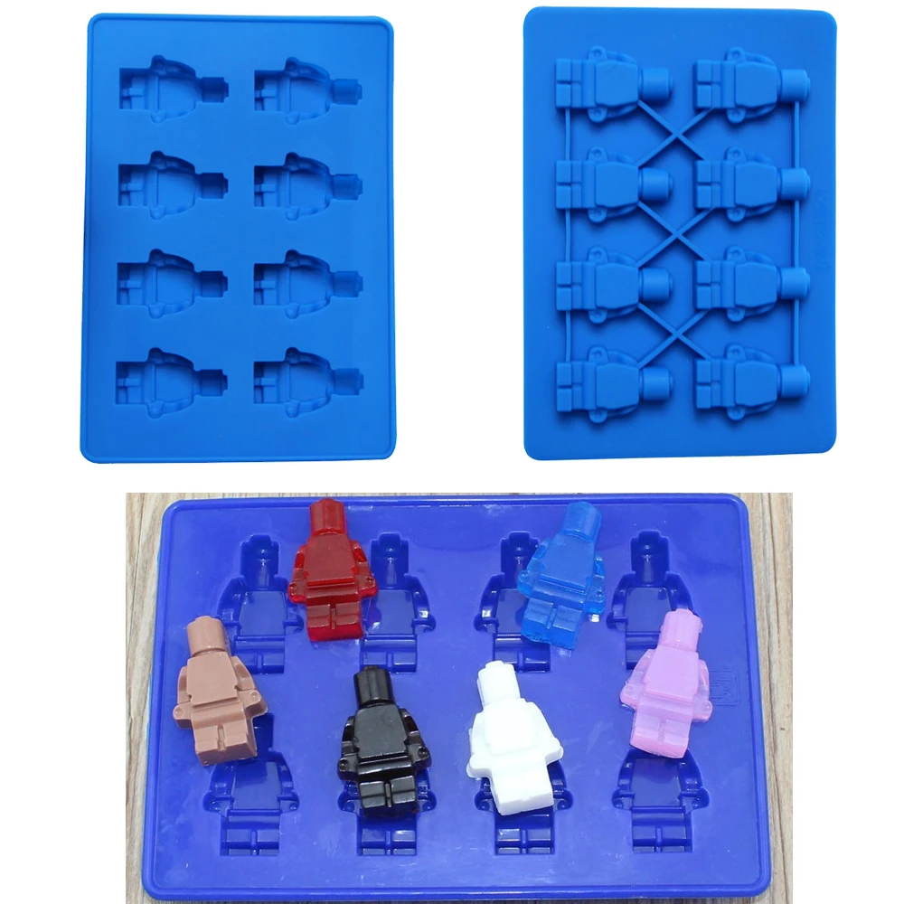 

1 Piece Silicone Lego Building Blocks Robot 3D DIY Mold Chocolate Tray Jello Brownie Dessert Pastries Mould Cake Decoration Tool