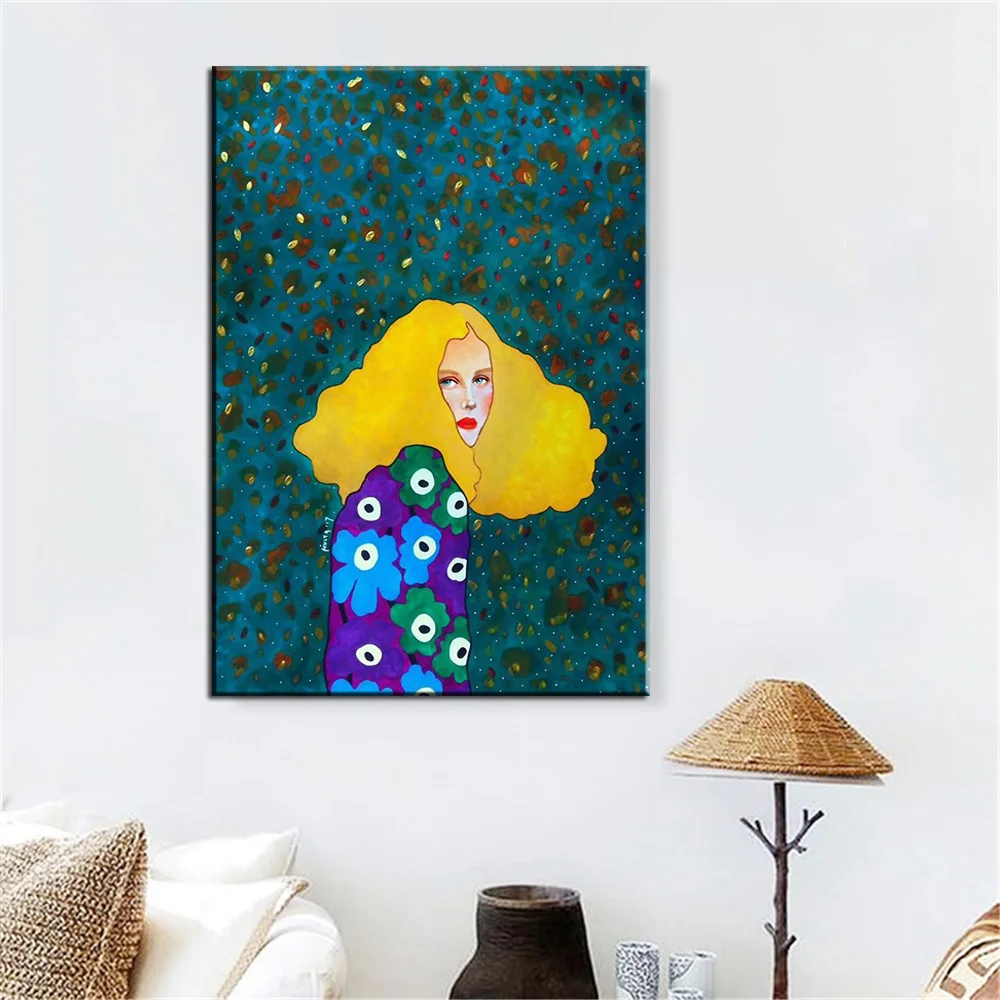 Абстрактная живопись модная винтажная девушка художественный принт холст