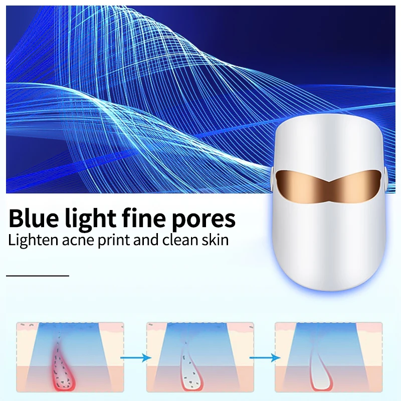 Косметическая светодиодная маска для лица терапия 3 цвета легкий уход за кожей