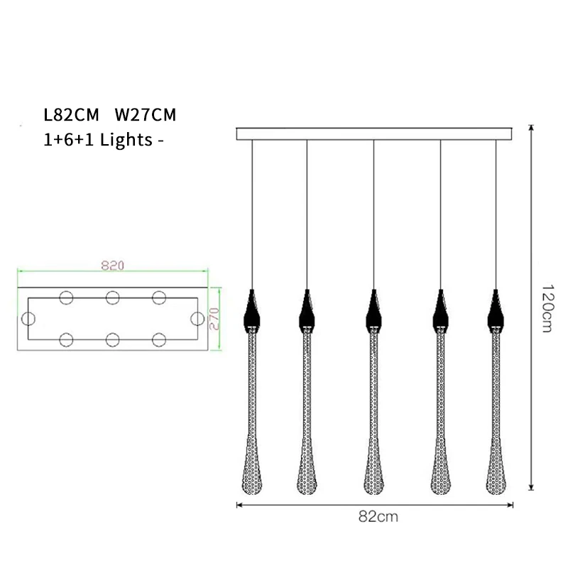 L82 W27 H120cm Роскошный хрустальный светодиодный подвесной светильник лестница длинная водяная капля кухня ресторан прямоугольная Подвесная лампа lampy wiszace - Цвет корпуса: L82 W27 H120cm