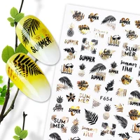 5p 4 colors leaf nail stickers adhesive decal colorful summer slider gold silver laser white black nail art decor manicure wrap